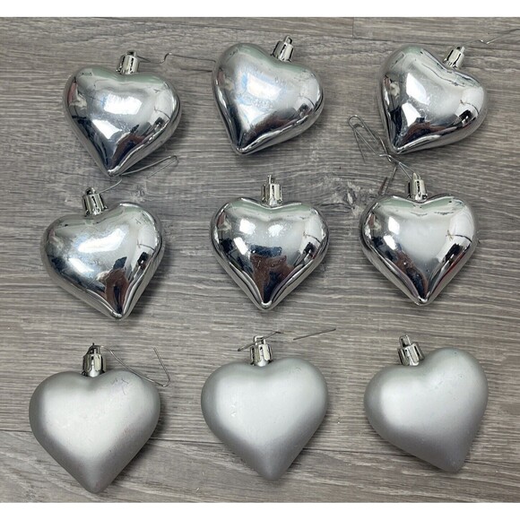 Christmas Ornaments Hanging Tree Set 9 Ikea Silver Heart Lot Xmas Holiday Decor - Picture 2 of 2